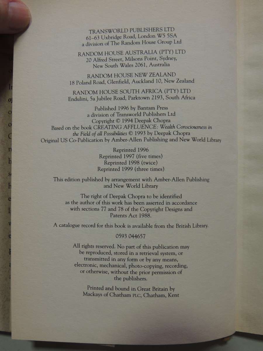 The Seven Spiritual Laws Of Success: A Practical Guide To The Fulfilment Of Your Dreams Deepak Chopr