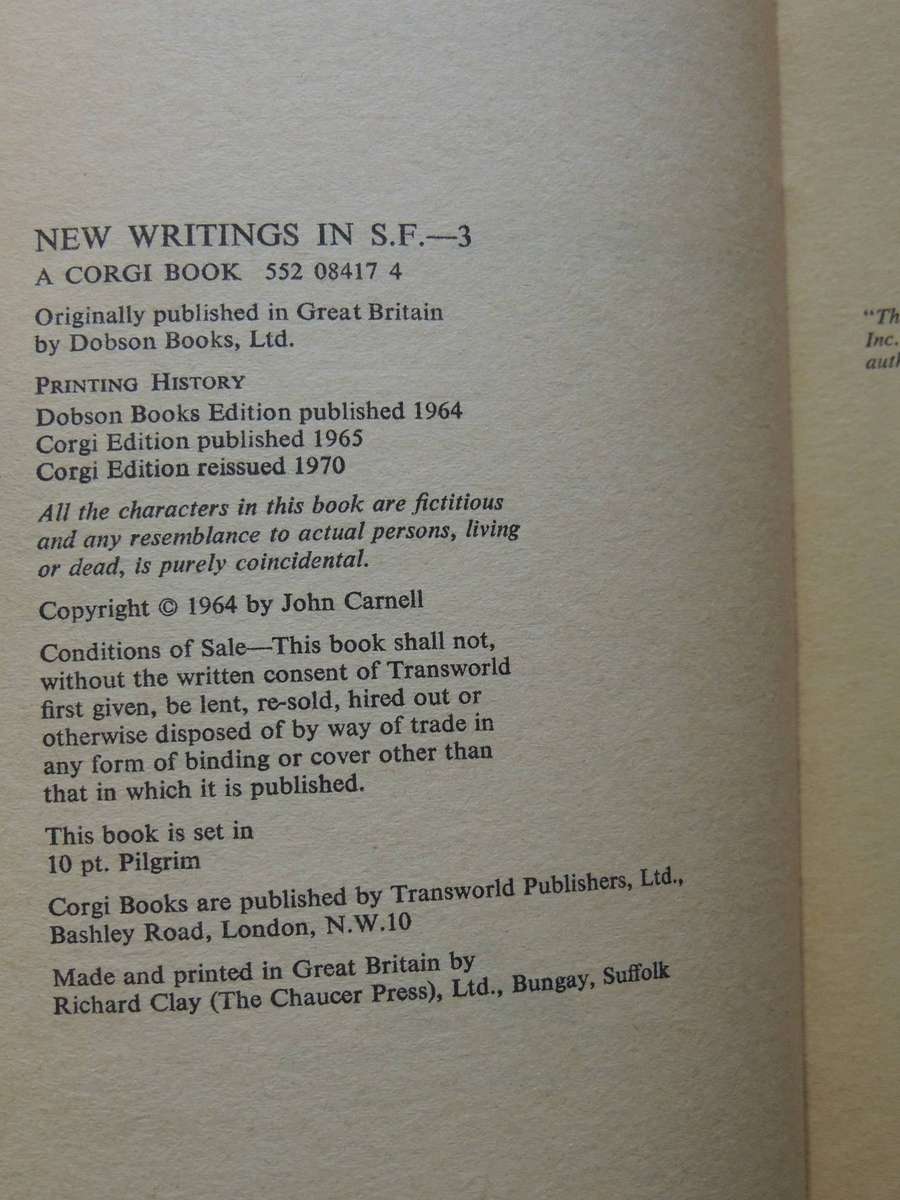 New Writings In SF - 3 -  ed John Carnell