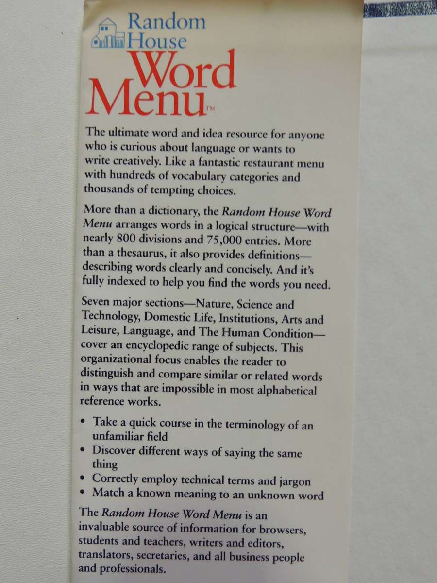 Random House Word Menu