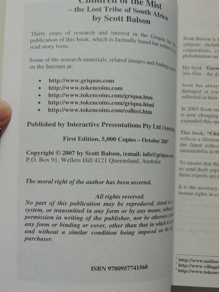 Children of the Mist, The Lost Tribe of South Africa - Scott Balson   SCARCE