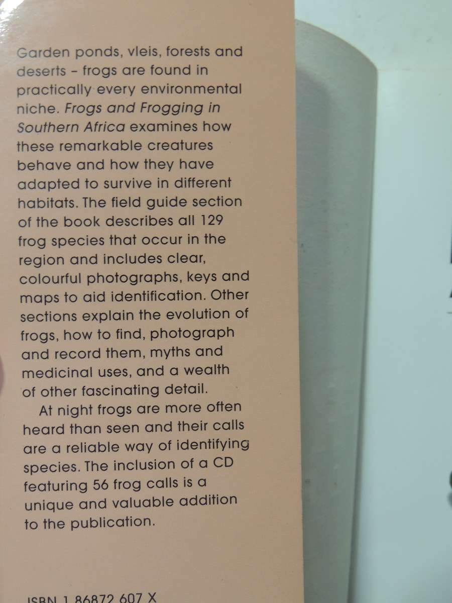 A Guide To The Identification Of TheFrogs Of The Witwatersrand - Vincent Carruthers     NO CD!!