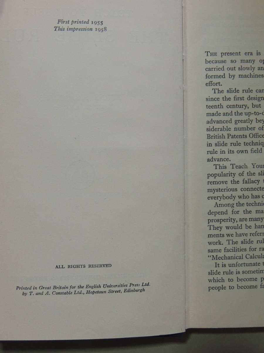 The Teach Yourself Books: The Slide Rule - Burns Snodgrass M.B.E., A.R.C.Sc