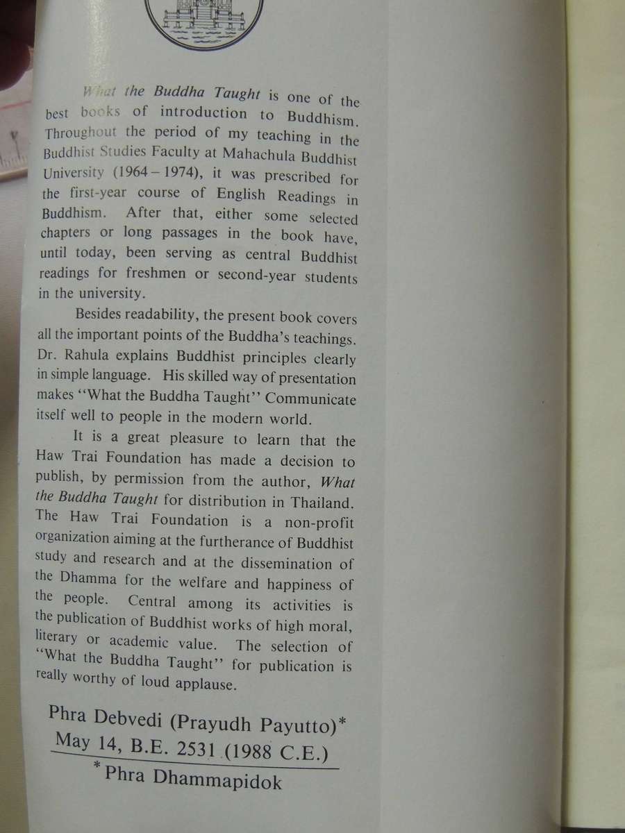 What The Buddha Taught - Venerable Dr. W. Rahula