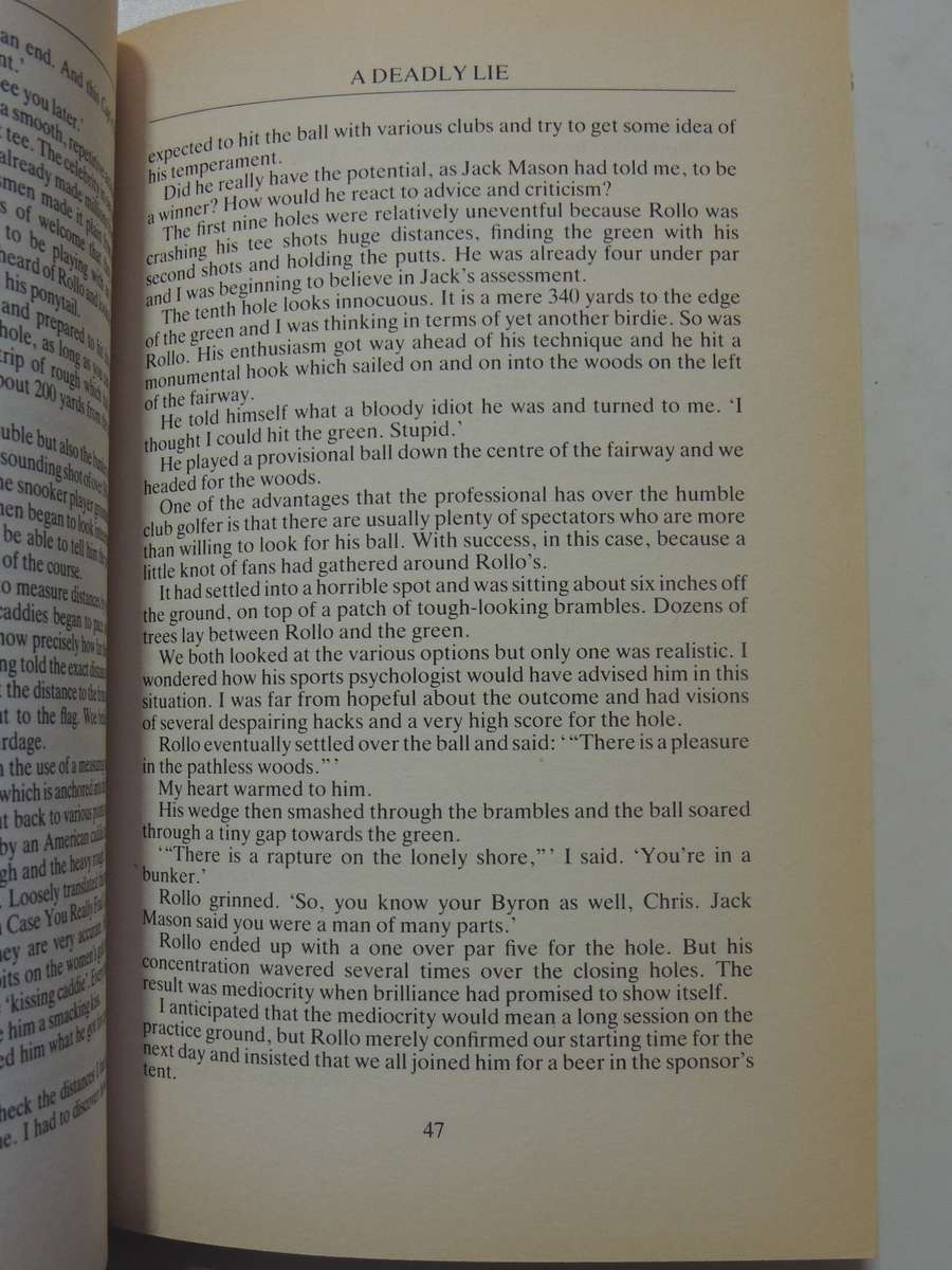 A Deadly Lie: A Chris Ludlow Golfing Thriller- Malcolm Hamer  FIRST EDITION 1992