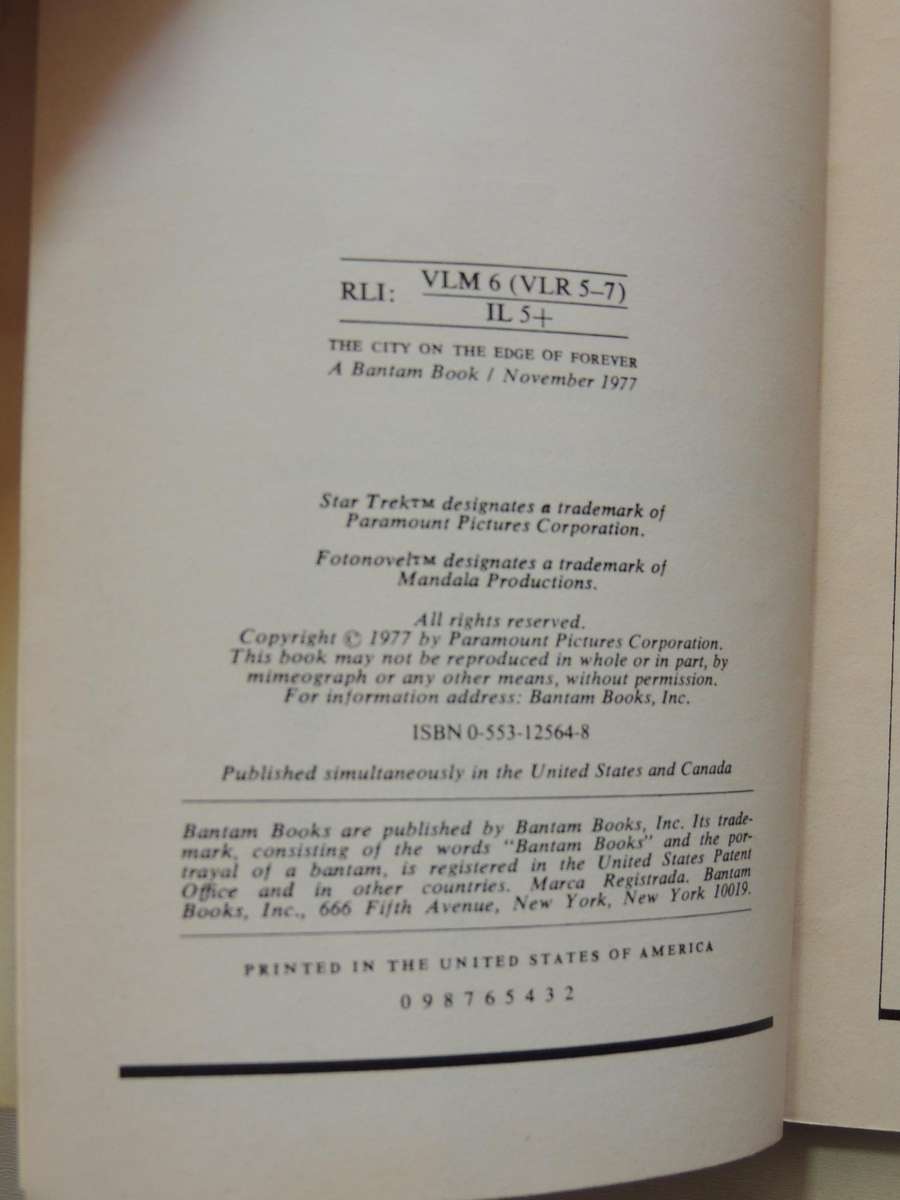 Star Trek Fotonovel #1: City On The Edge Of Forever- Harlan Ellison