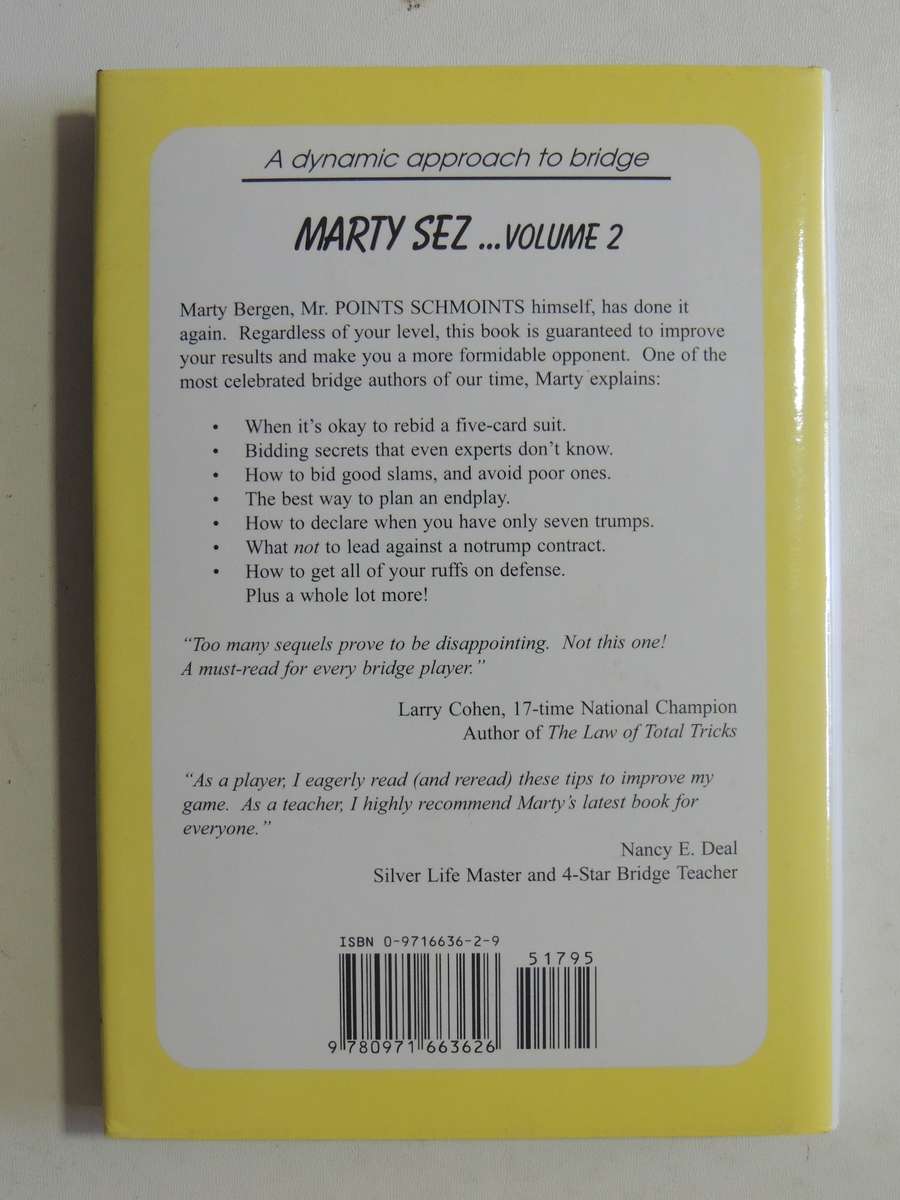 Marty Sez Volume 2  More Secrets of Winning Bridge - Marty Bergen Inscribed