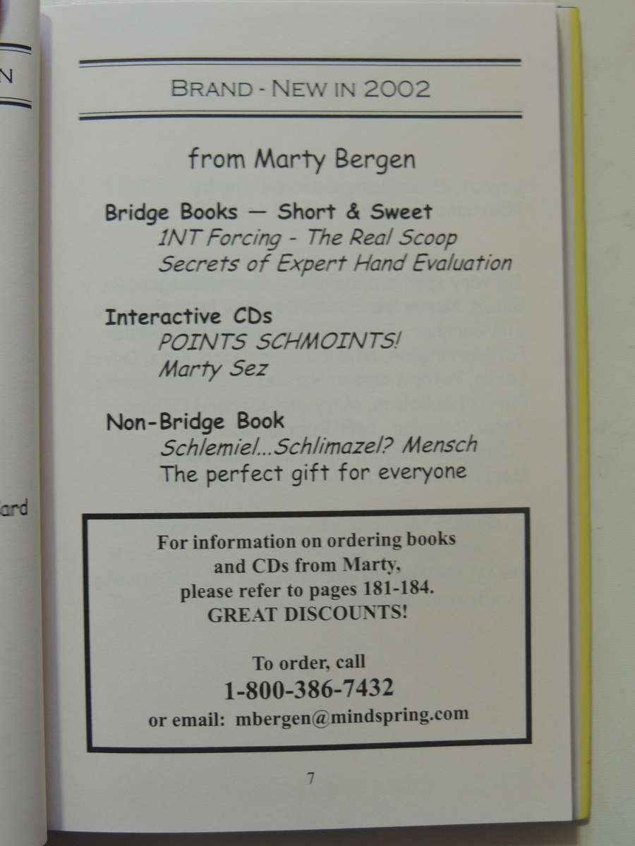 Marty Sez Volume 2  More Secrets of Winning Bridge - Marty Bergen Inscribed
