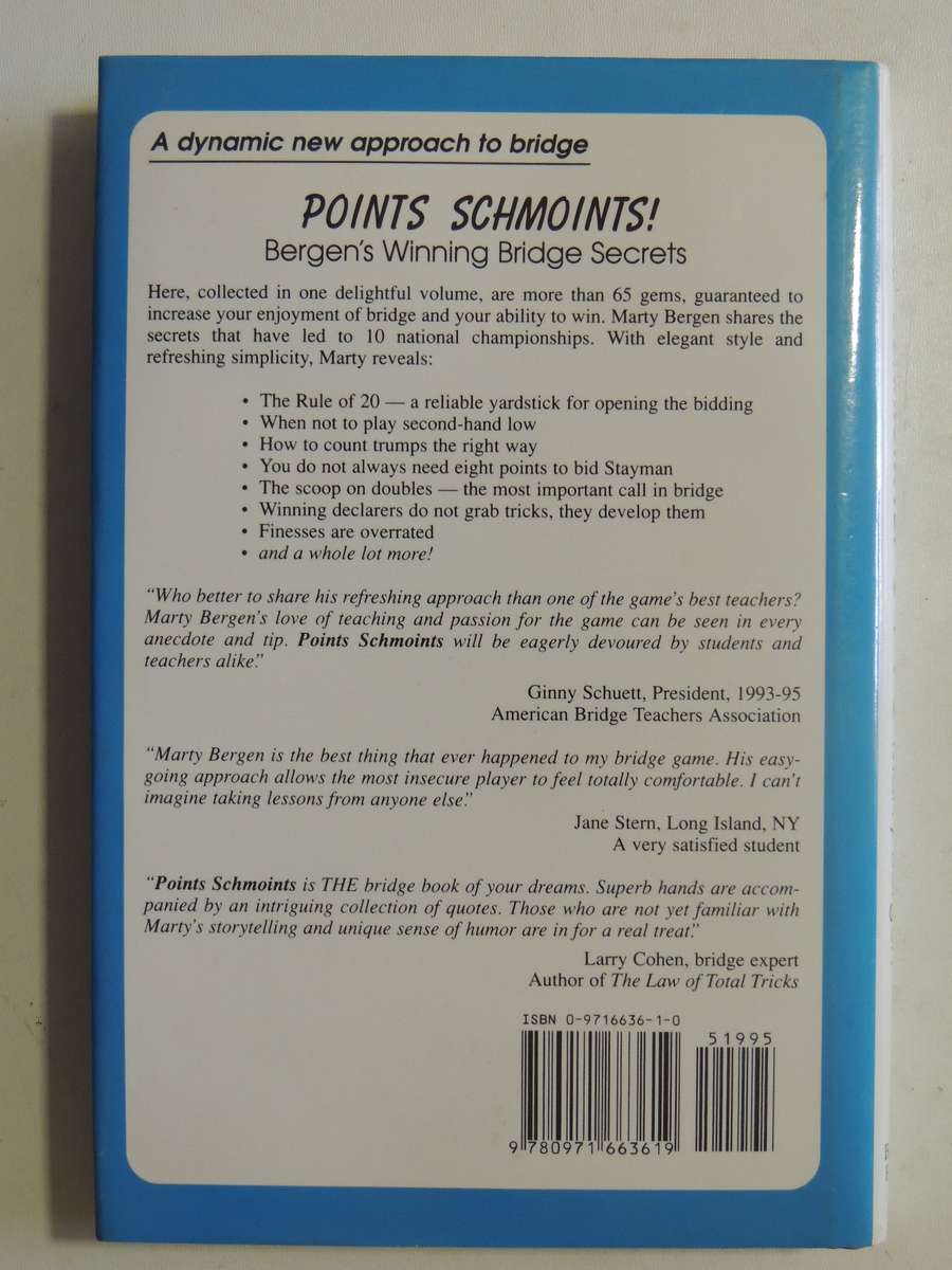 Points Schmoints! Bergen's Winning Bridge Secrets - Marty Bergen  SIGNED