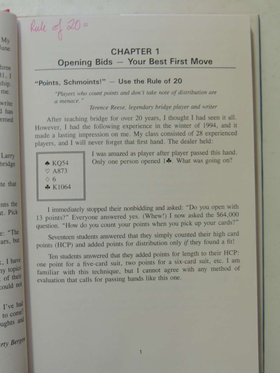 Points Schmoints! Bergen's Winning Bridge Secrets - Marty Bergen  SIGNED