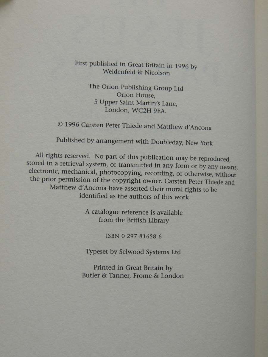 The Jesus Papyrus- Carsten Peter Thiede & Matthew D'Ancona