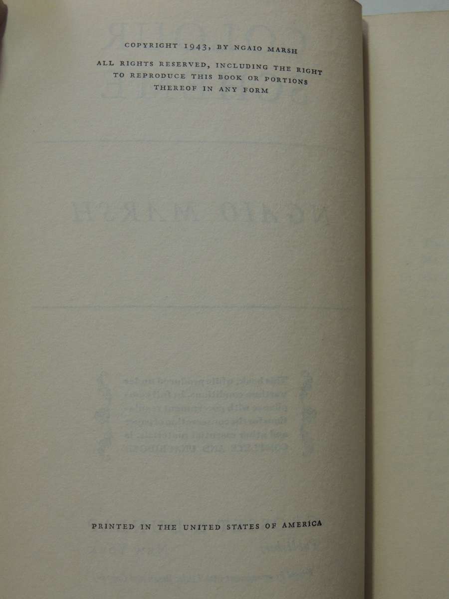 Colour Scheme - Ngaio Marsh   1st American Edition