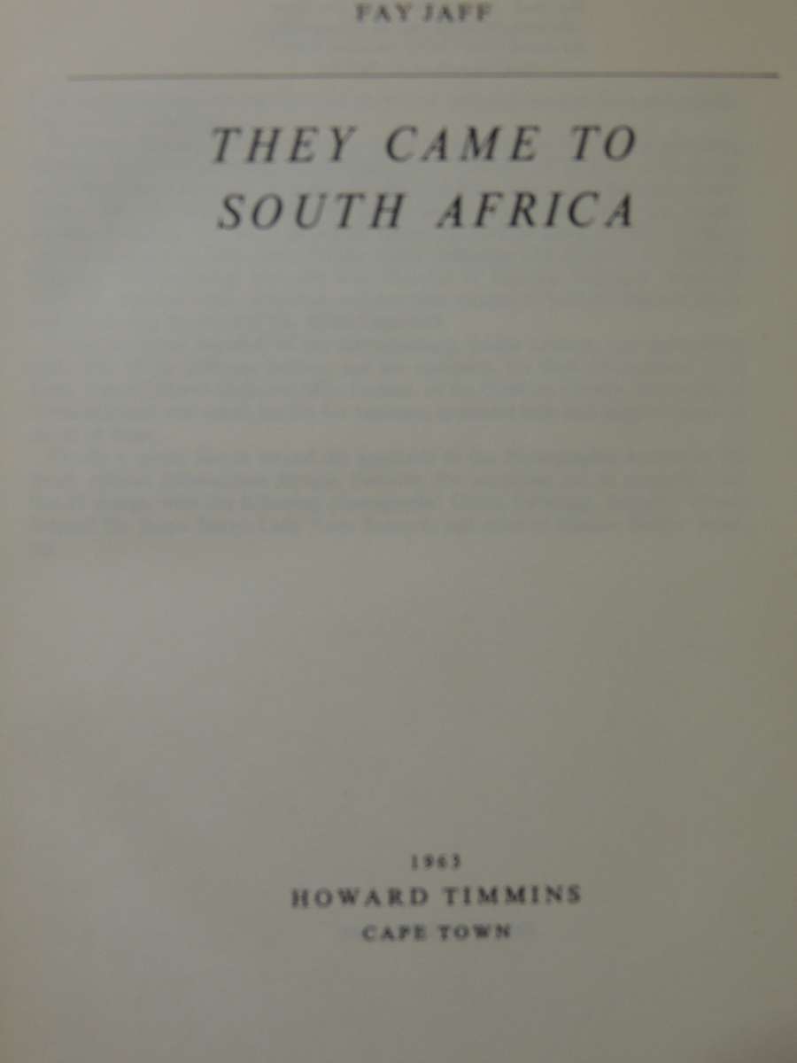 They Came To South Africa - Fay Jaff