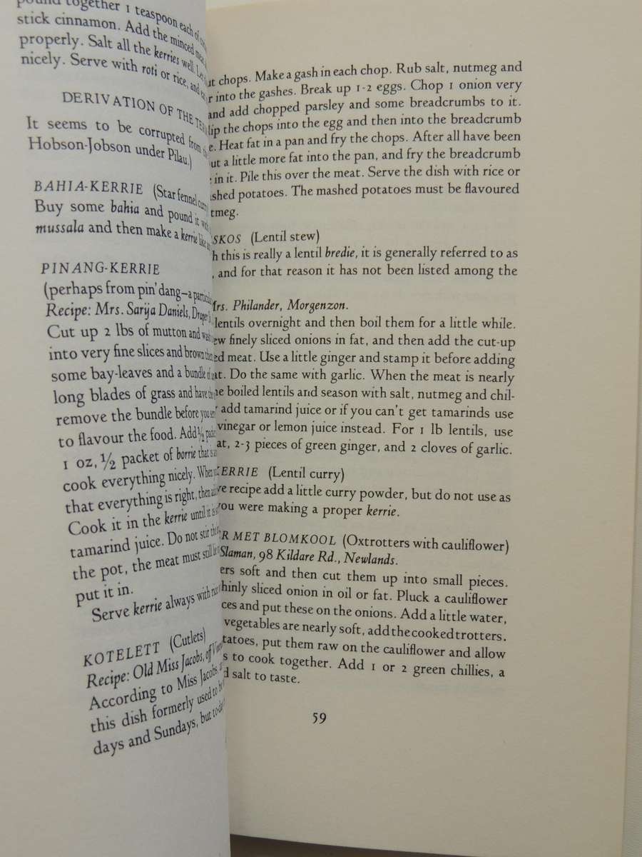 Traditional Cookery Of The Cape Malays - Hilda Gerber  1987