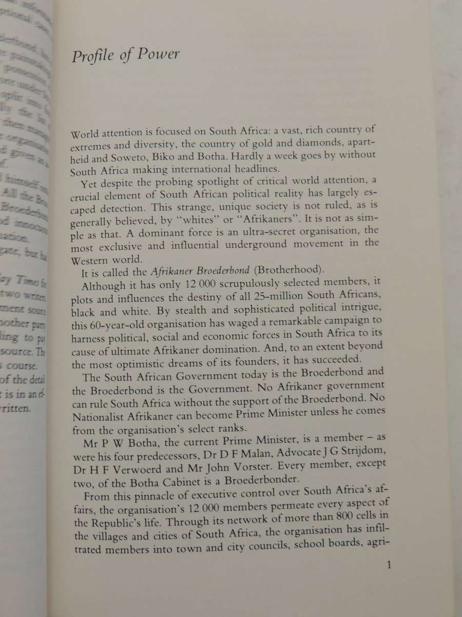 The Broederbond (1st US Edition) - Ivor Wilkins & Hans Strydom