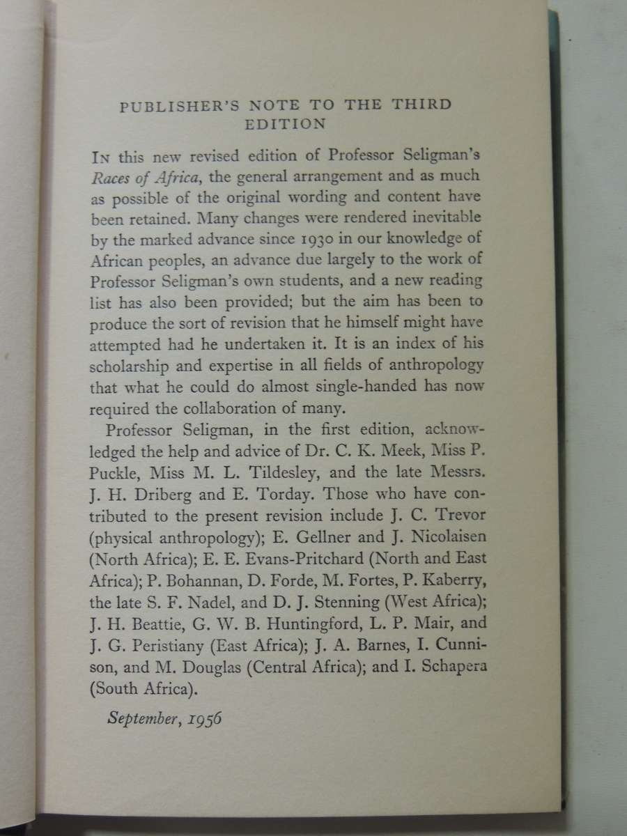 Races Of Africa (3rd Edition) - C.G. Seligman