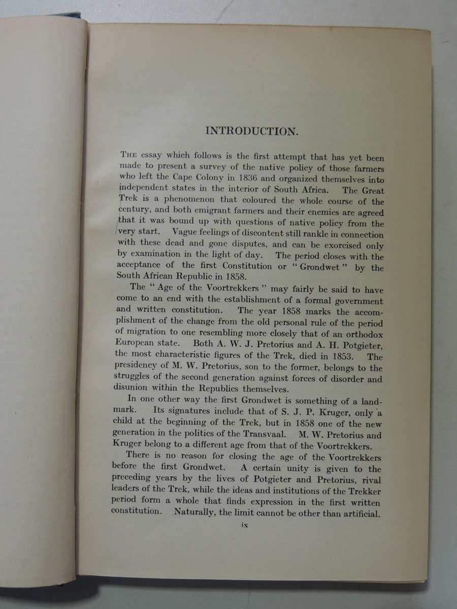 The Native Policy Of The Voortrekkers - J.A.I. Agar-Hamilton
