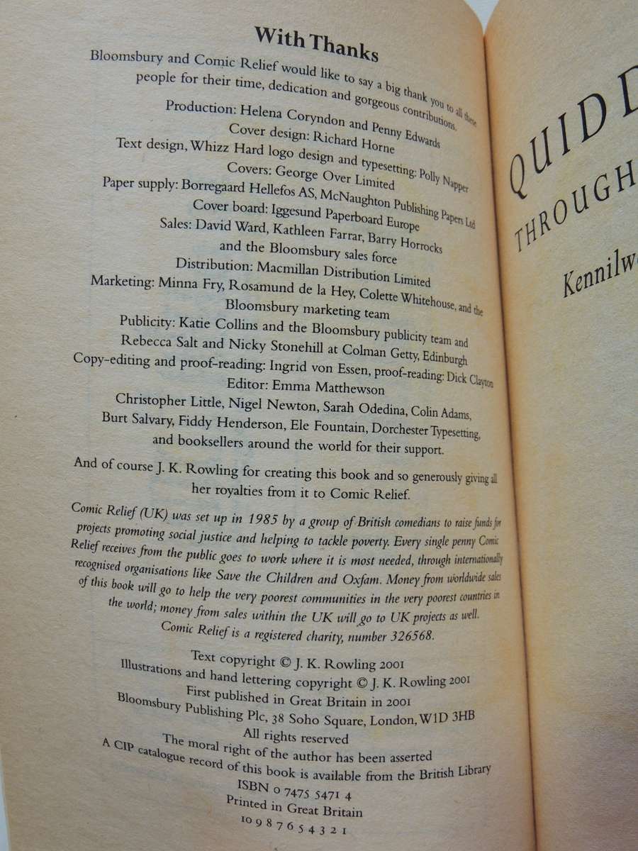 Harry Potter Quidditch Through the Ages - Kennilworthy Whisp- J K Rowling