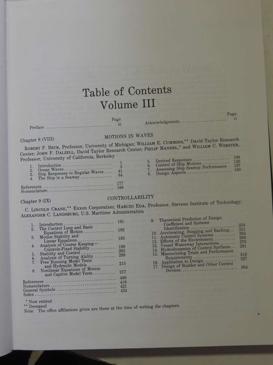 Principles of Naval Architecture Volume III: Motions in Waves & Controllability - ed Edward V. Lewis