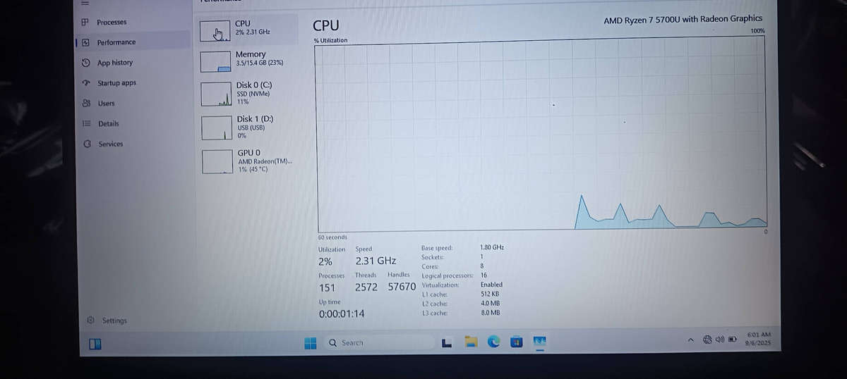 Proline Thinline Notebook V14 Ryzen 7 5700U 512GB SSD 16GB RAM Win 11 Home