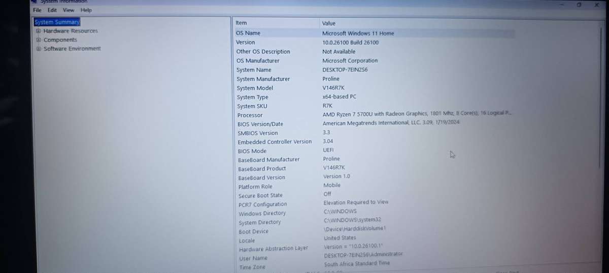 Proline Thinline Notebook V14 Ryzen 7 5700U 512GB SSD 16GB RAM Win 11 Home