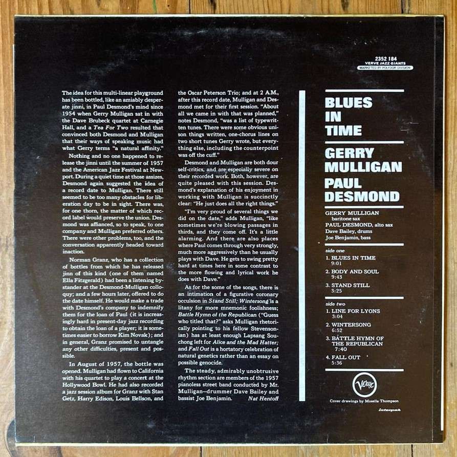 Gerry Mulligan/Paul Desmond - Blues In Time LP/Album (1976 SA press) VG+/VG+