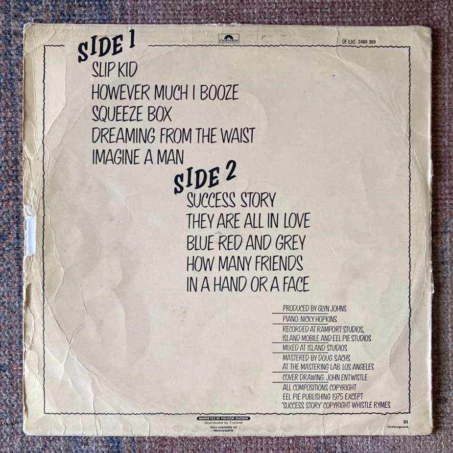 The Who - The Who By Numbers (1975 SA press) VG/G