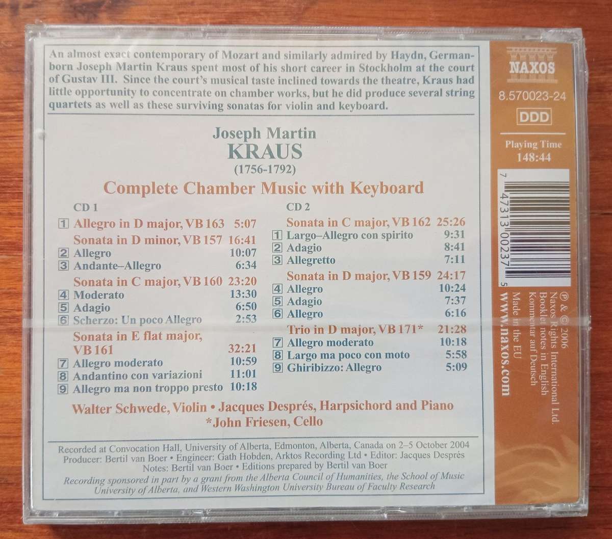 Krauss: Complete Chamber Music with Keyboard (2CDs, Factory-Sealed)
