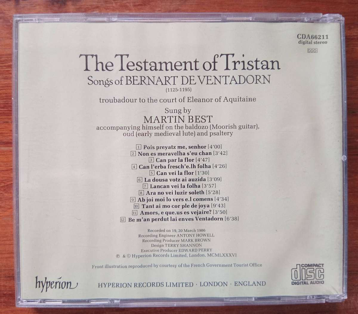 The Testament of Tristan: Songs of Bernart de Ventadron