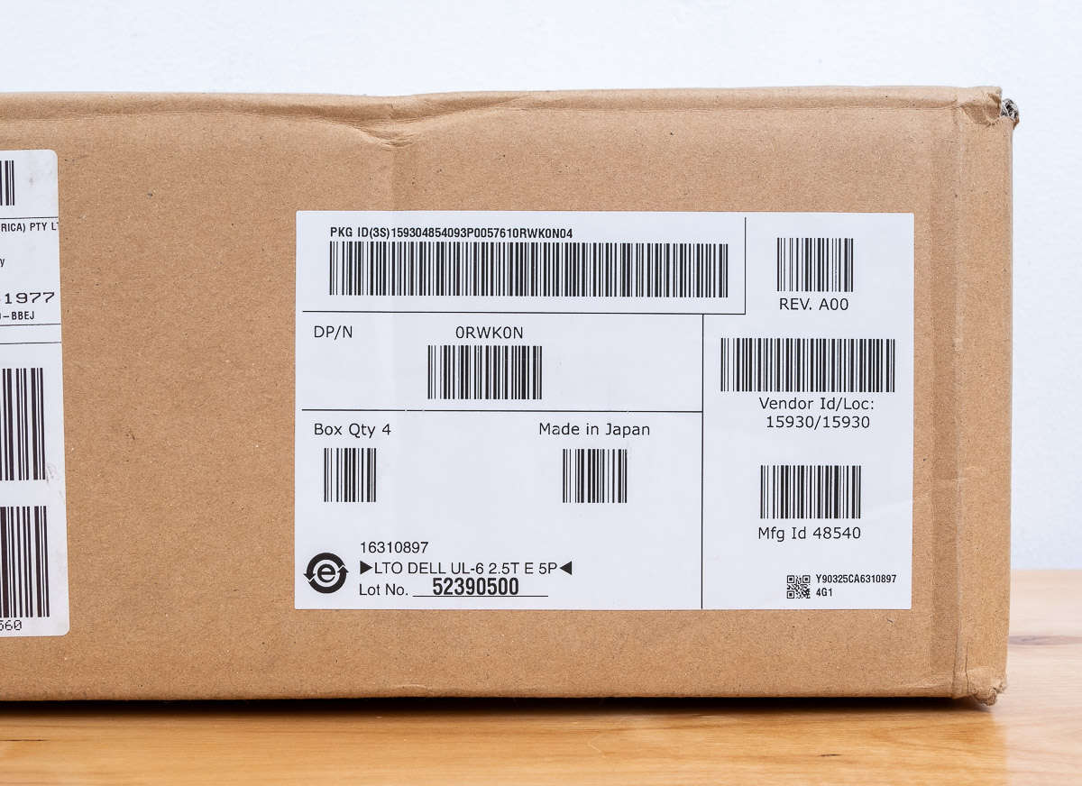 Box of 20 x DELL LTO6 Ultrium 6 2.5TB/6.25TB Data Cartridge Tape Media