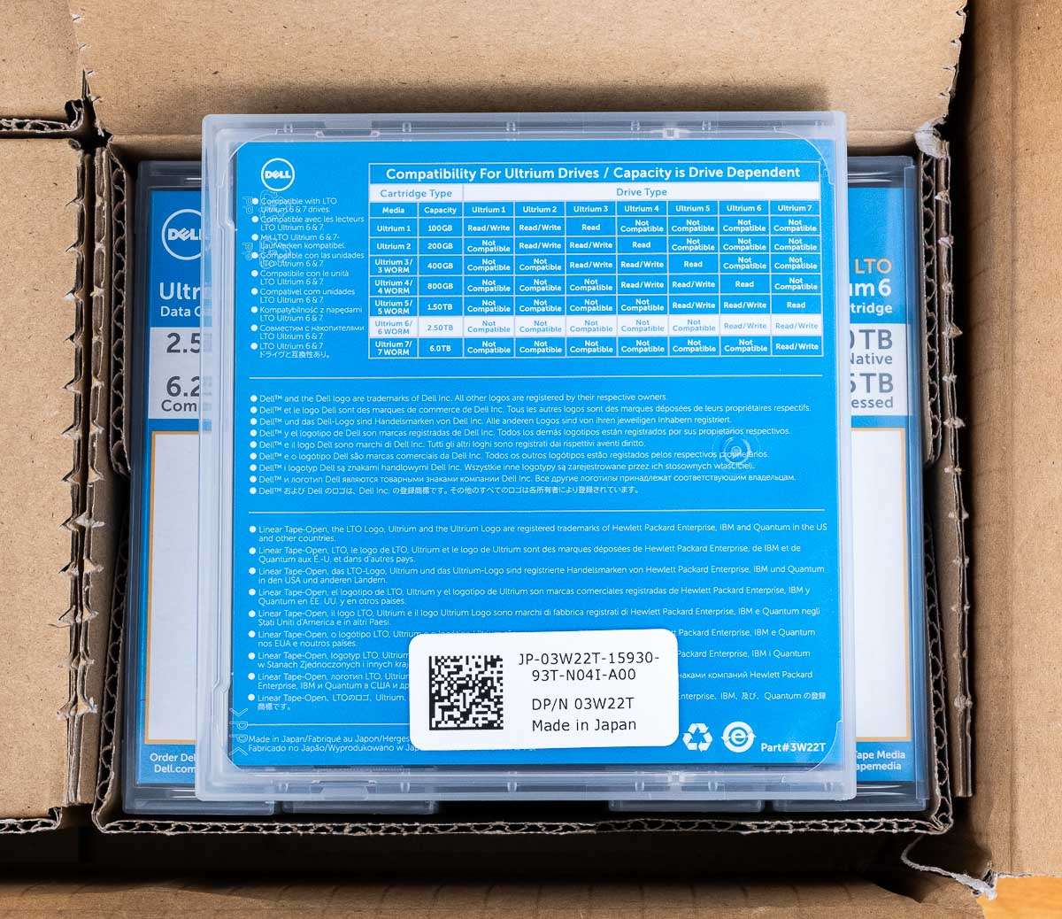 Box of 20 x DELL LTO6 Ultrium 6 2.5TB/6.25TB Data Cartridge Tape Media