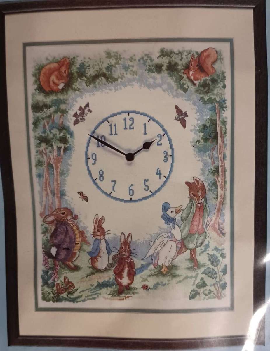 The World of Beatrix Potter counted cross stitch kit clock. JC206