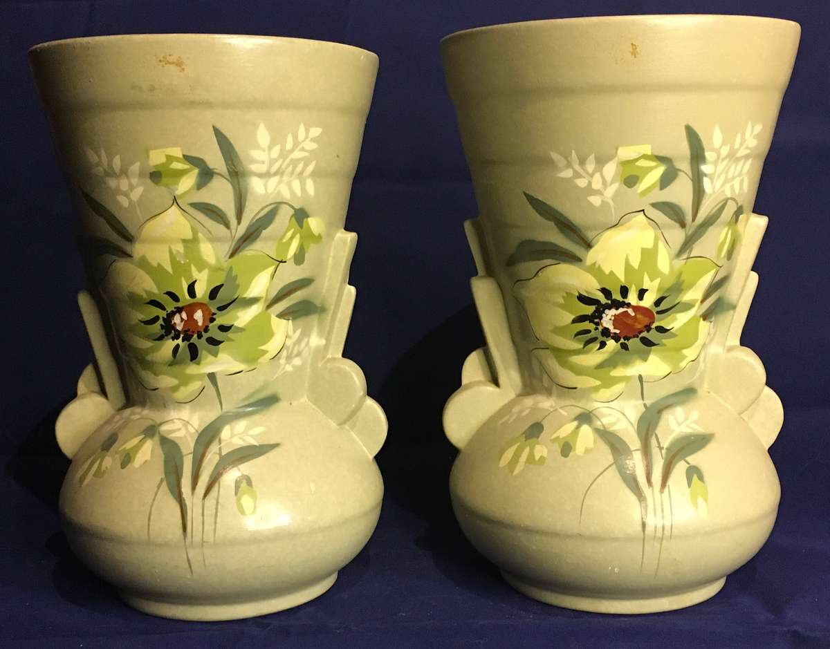 Monkton BRENTLEIGH Ware England 1930's Floral Art Deco vase (pair)