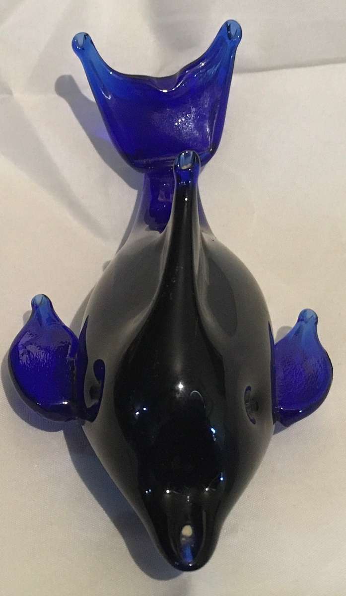 Cobalt blue dolphin paperweight