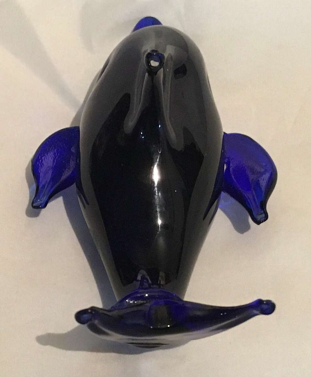 Cobalt blue dolphin paperweight