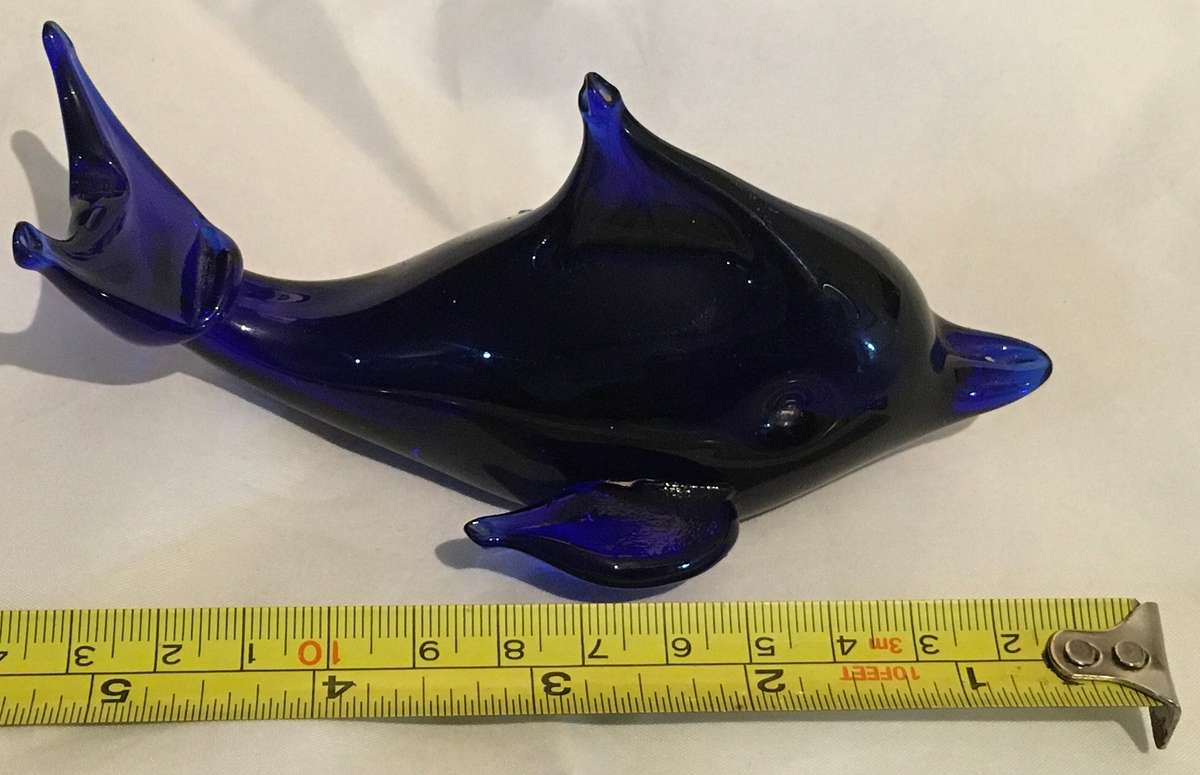 Cobalt blue dolphin paperweight