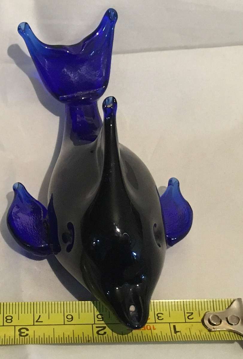 Cobalt blue dolphin paperweight
