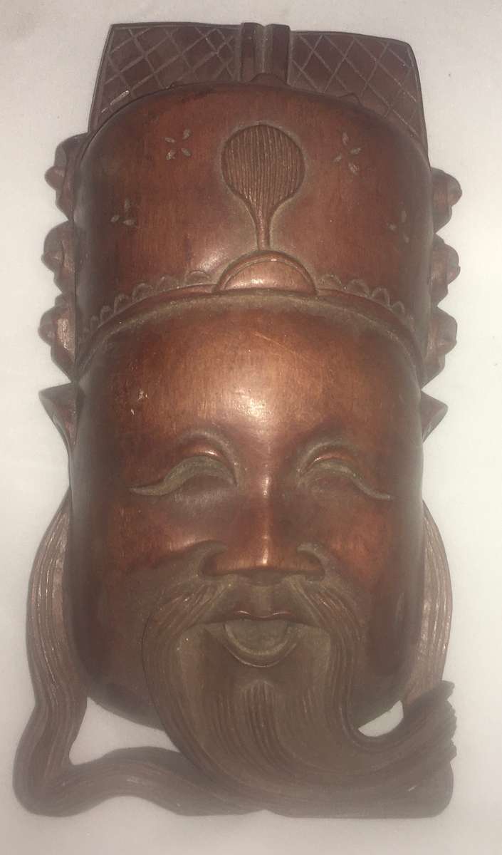 Wood - carved wall hanging - oriental man
