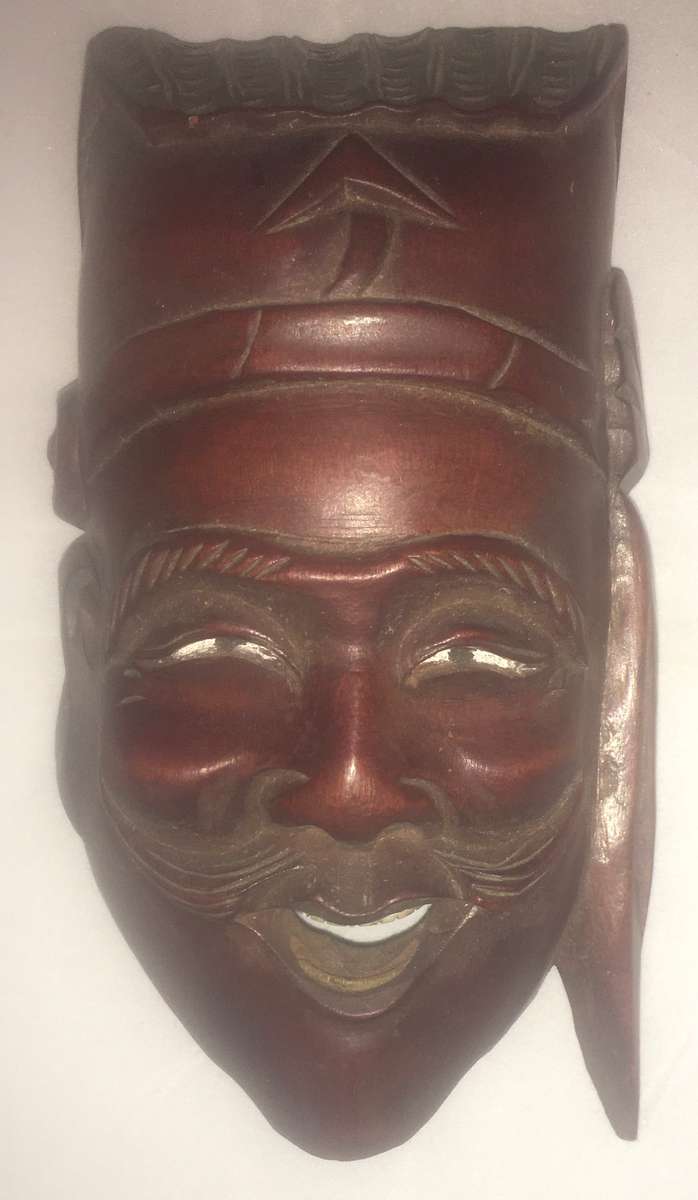 Wood - carved wall hanging - oriental man