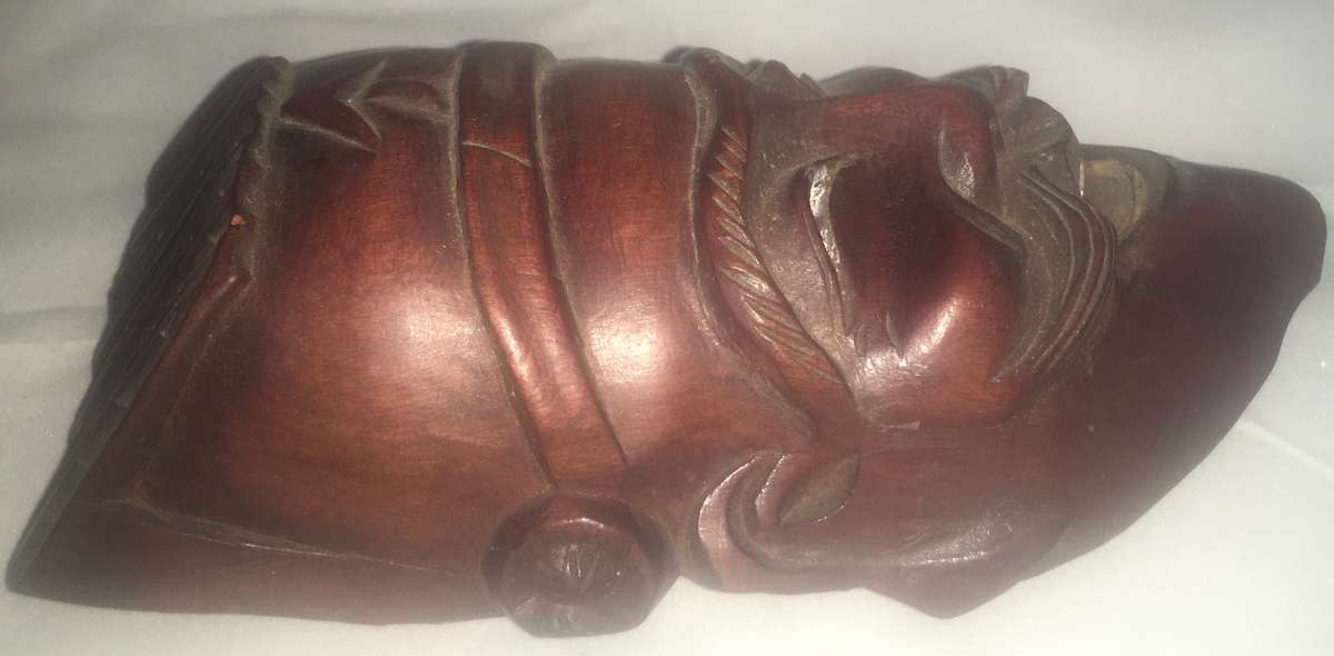 Wood - carved wall hanging - oriental man