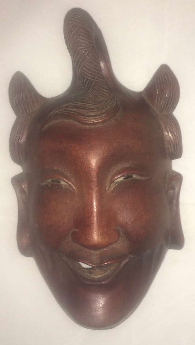 Wood - carved wall hanging - oriental man