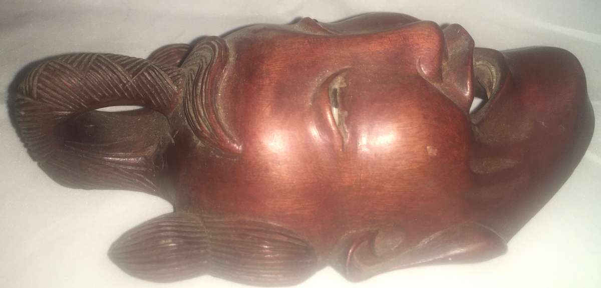 Wood - carved wall hanging - oriental man