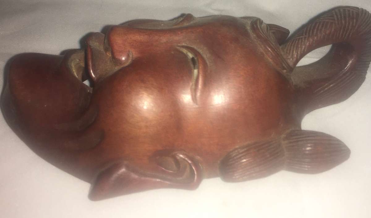 Wood - carved wall hanging - oriental man