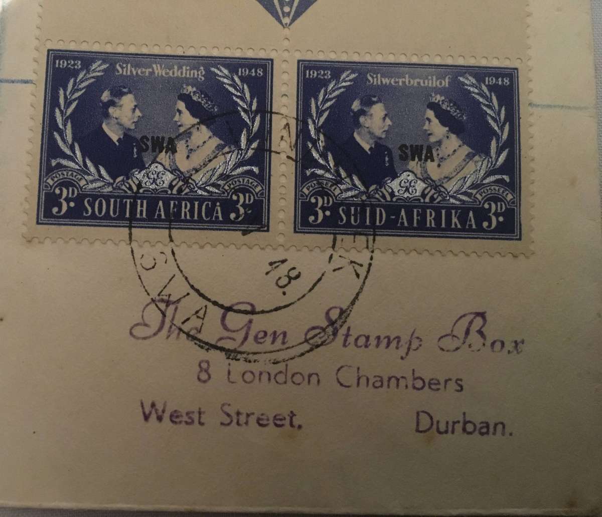 1948 South Africa FDC Silver Wedding of Their Majesties the King and Queen 26 April 1948