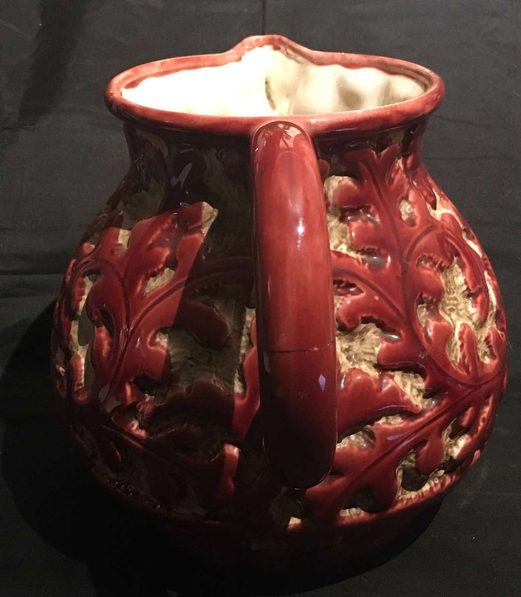 Large Beswick Trentham Art Ware Jug ~ Acanthus ~ Red ~ Art Deco ~ 7 Pint Size