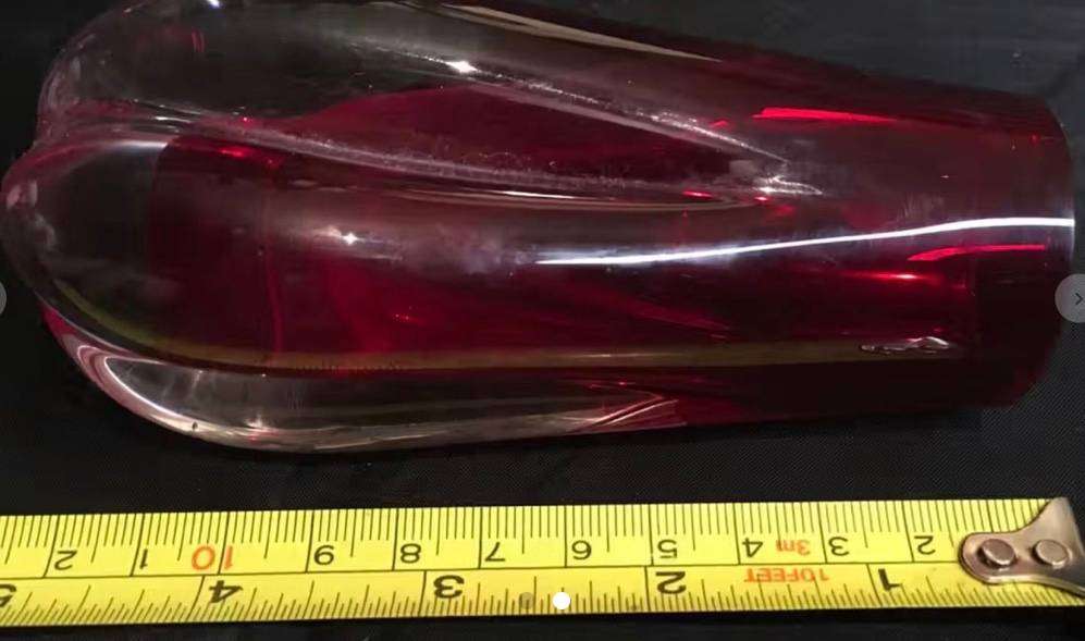Whitefriars ruby red 5-lobed cased glass vase