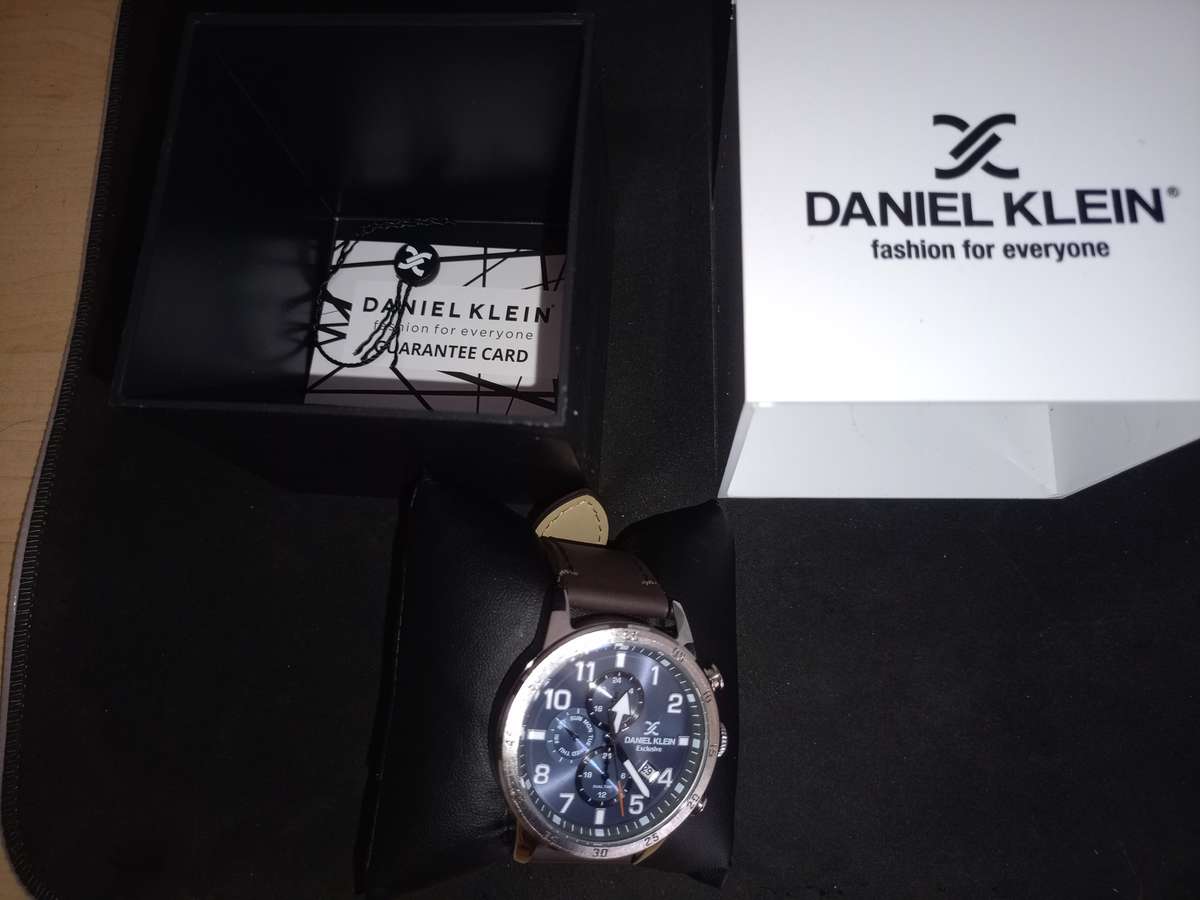 Daniel Klein mens exclusive blue dial and brown Leather watch