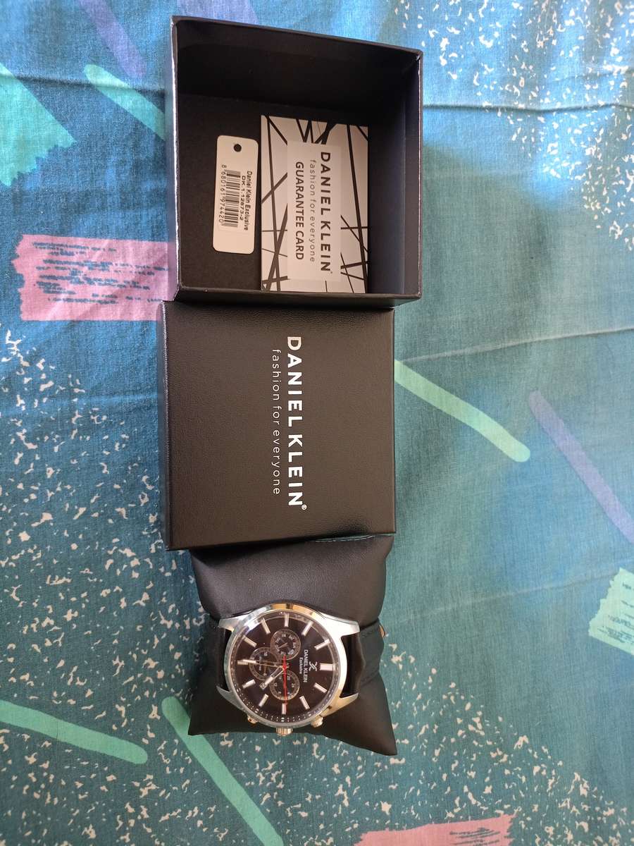 Daniel Klein mens black Leather watch