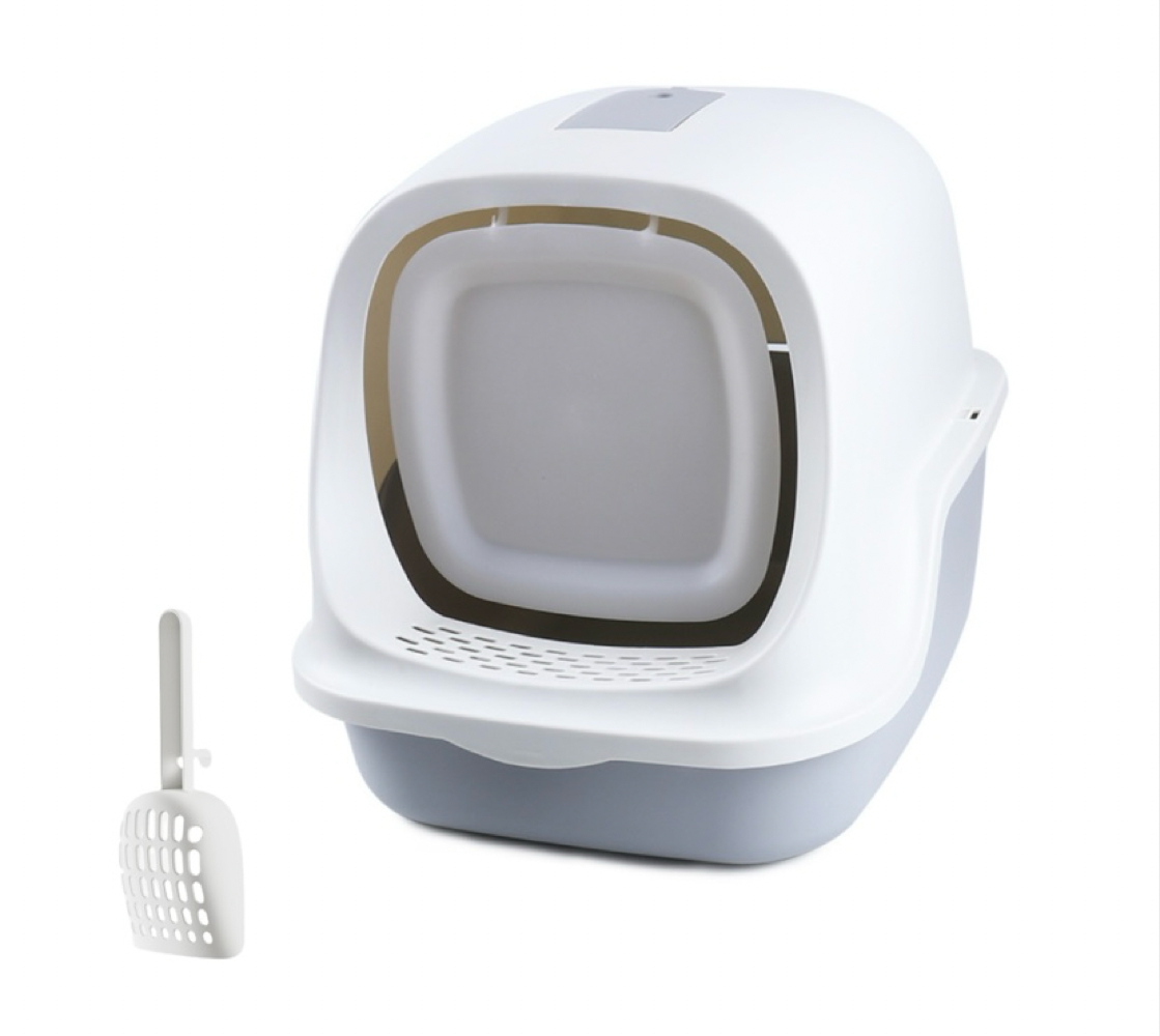 Cat litter box with scoop