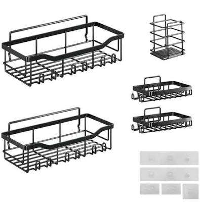 5-Pack Rustproof Adhesive Corner Shower Organizer Set