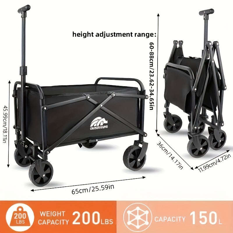 Versatile Heavy Duty Folding Cart - Great For The Beach, Boat, Pets, Groceries And Camping | Easy To